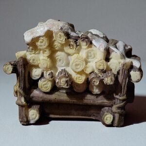 Vtg Polyresin Christmas Winter Wonderland Village Piece Log Pile Figurine Snow